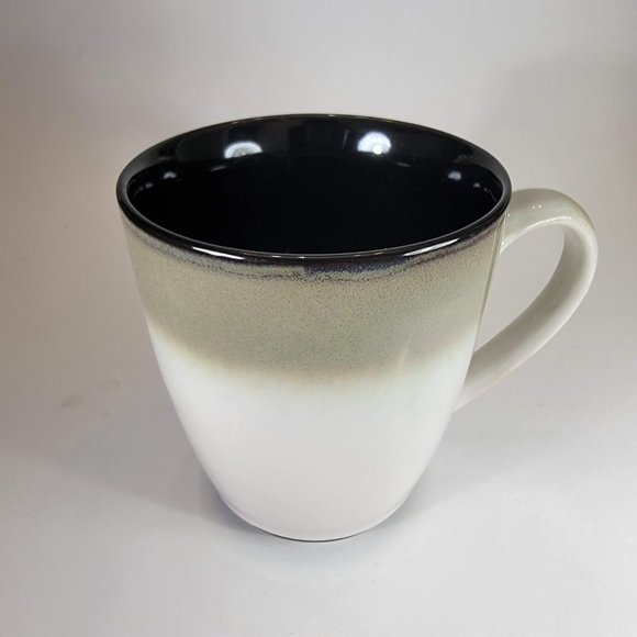 4 Sango Nova Black 4932 Coffee Mugs and Creamer Container Tall Cups Cream Color - Picture 4 of 16